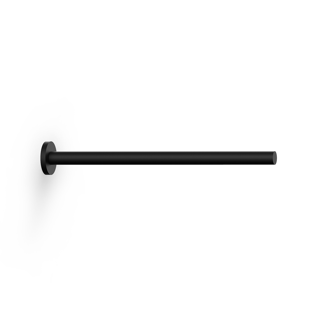Matt schwarzer Handtuchhalter, elegant und zeitlos, ideal für eine stilvolle und markante Ergänzung in zeitgenössischen Badezimmern.