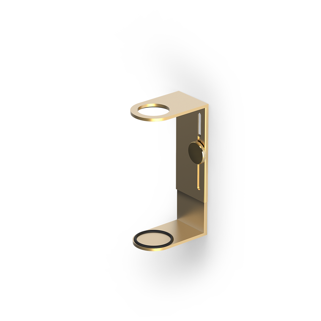 Wandhalter für Desinfektionsspender in Gold matt 24 Karat, höhenverstellbarer Seifenhalter aus Messing für Küche und Bad – Artikelnummer: 0859882