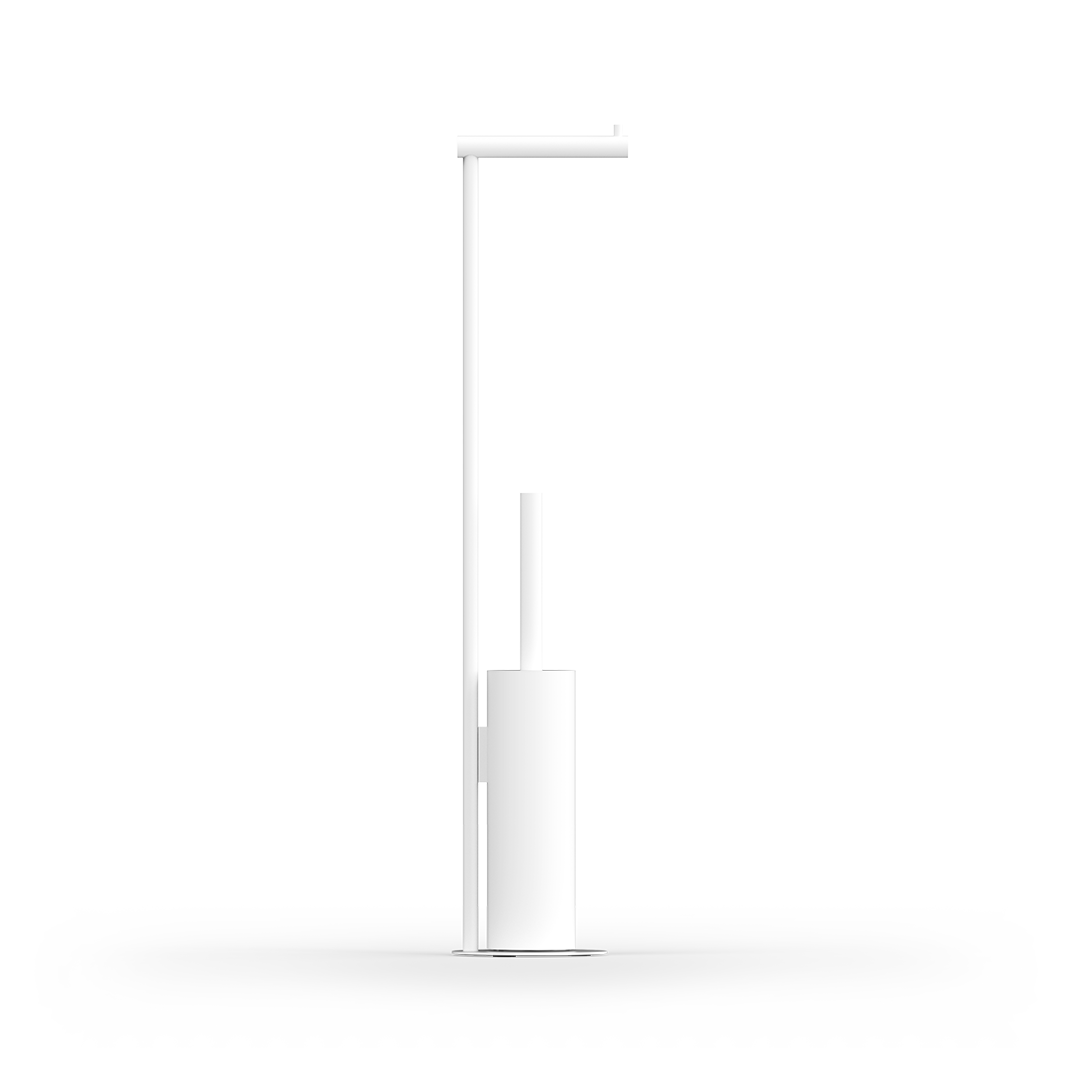 Elegante WC-Bürstenkombination Weiß Matt Messing Decor Walther Stand-WC-Bürste mit Deckel runde Form Toilettenbürste WC-Garnitur Rollenaufnahme Kunststoffbehälter Badezimmer-Zubehör