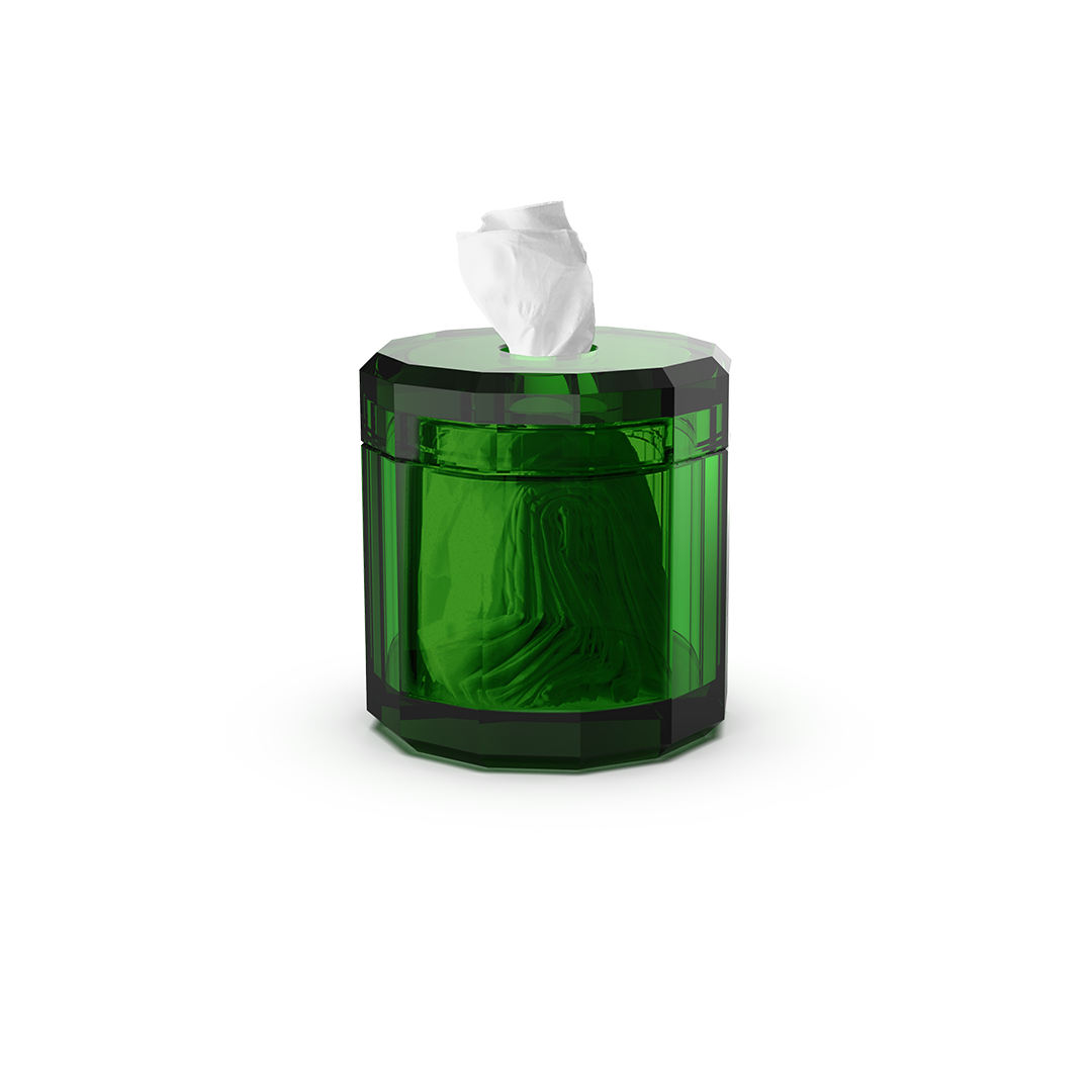 Englischgrüne Glas-Papiertuchbox, trendig und praktisch, perfekt zur Aufbewahrung von Papiertüchern in stilvollen Bädern.