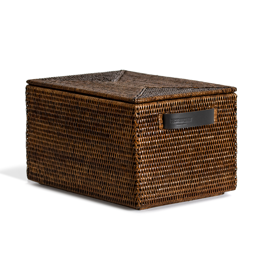 Dunkle Rattan BASKET Box von Decor Walther - stilvolle handgeflochtene Aufbewahrungsbox