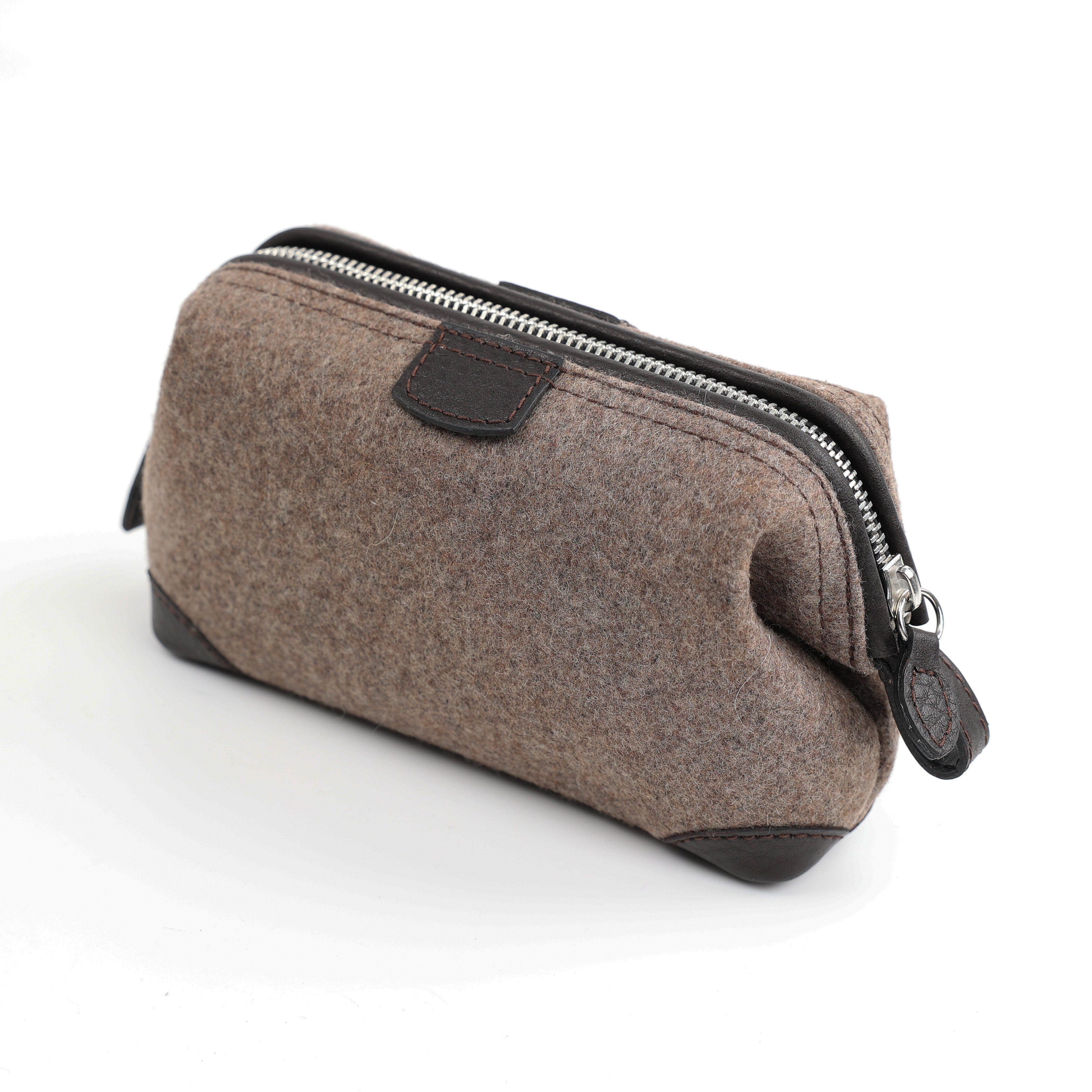 Mousetrap toiletry bag (S) - loden grey/dark brown