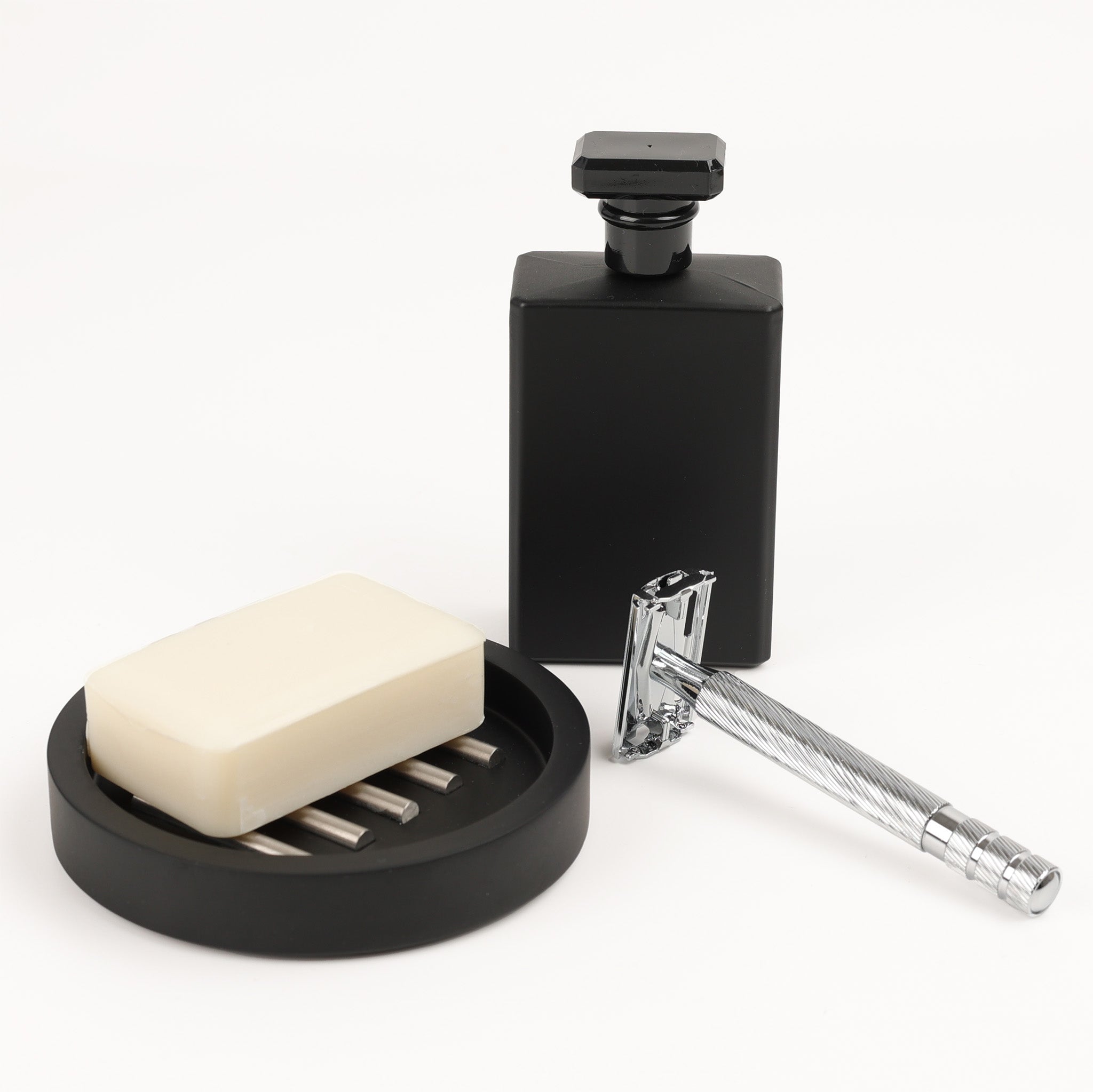 Runde Seifenablage STS von Decor Walther in Chrom & Schwarz – aus hochwertigem Mineralguss mit glatter Haptik, stilvoll & hygienisch – erhältlich bei dasfeinebad