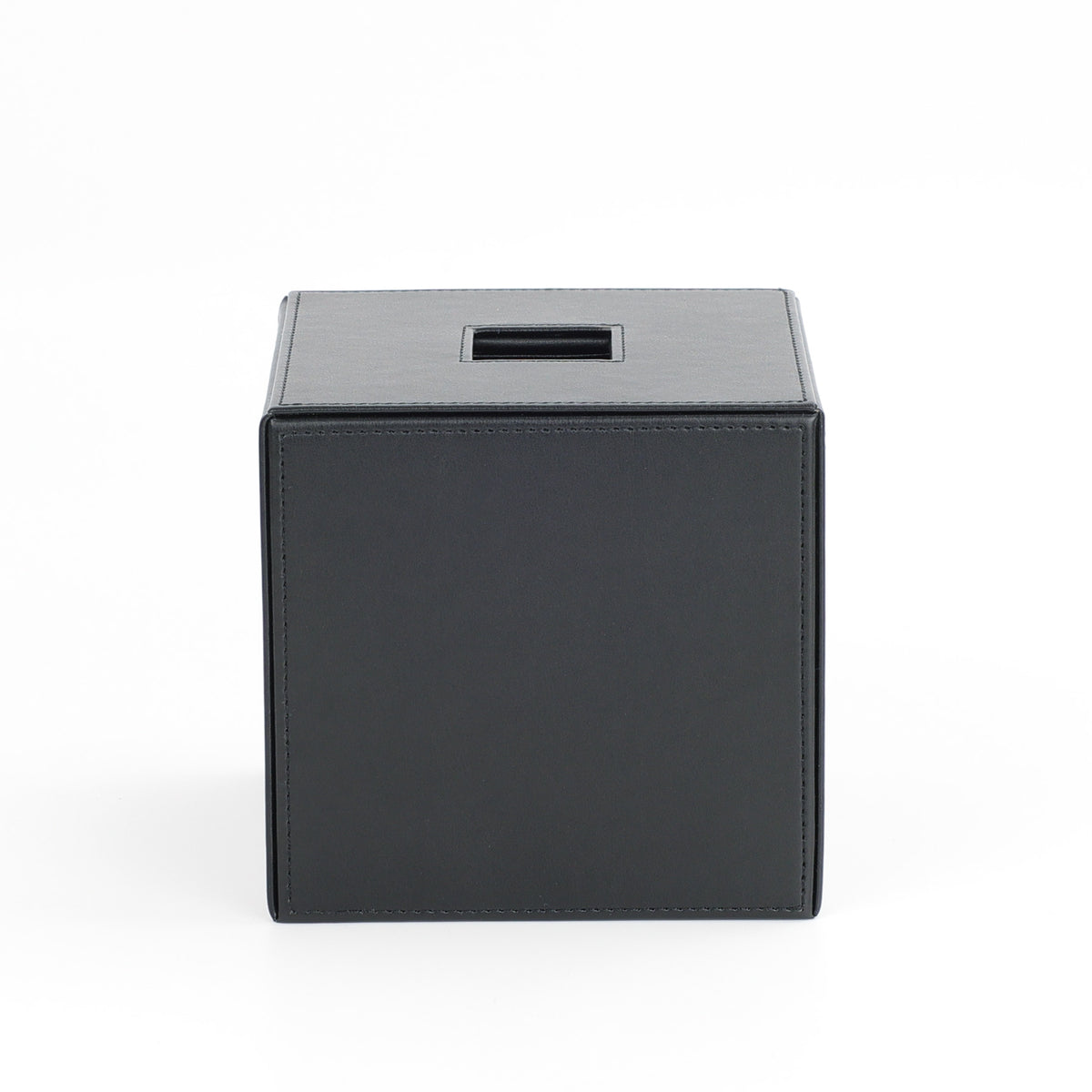 Schwarze Kosmetiktuchbox von Decor Walther Brownie KB 41, quadratische Kunstlederbox, eleganter Blickfang nicht nur im Bad