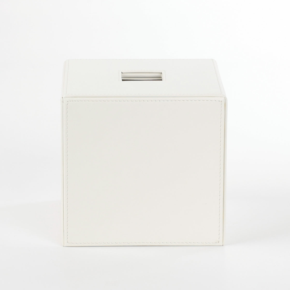 Weiße Kosmetiktuchbox von Decor Walther Brownie KB 41, quadratische Kunstlederbox, eleganter Blickfang nicht nur im Bad