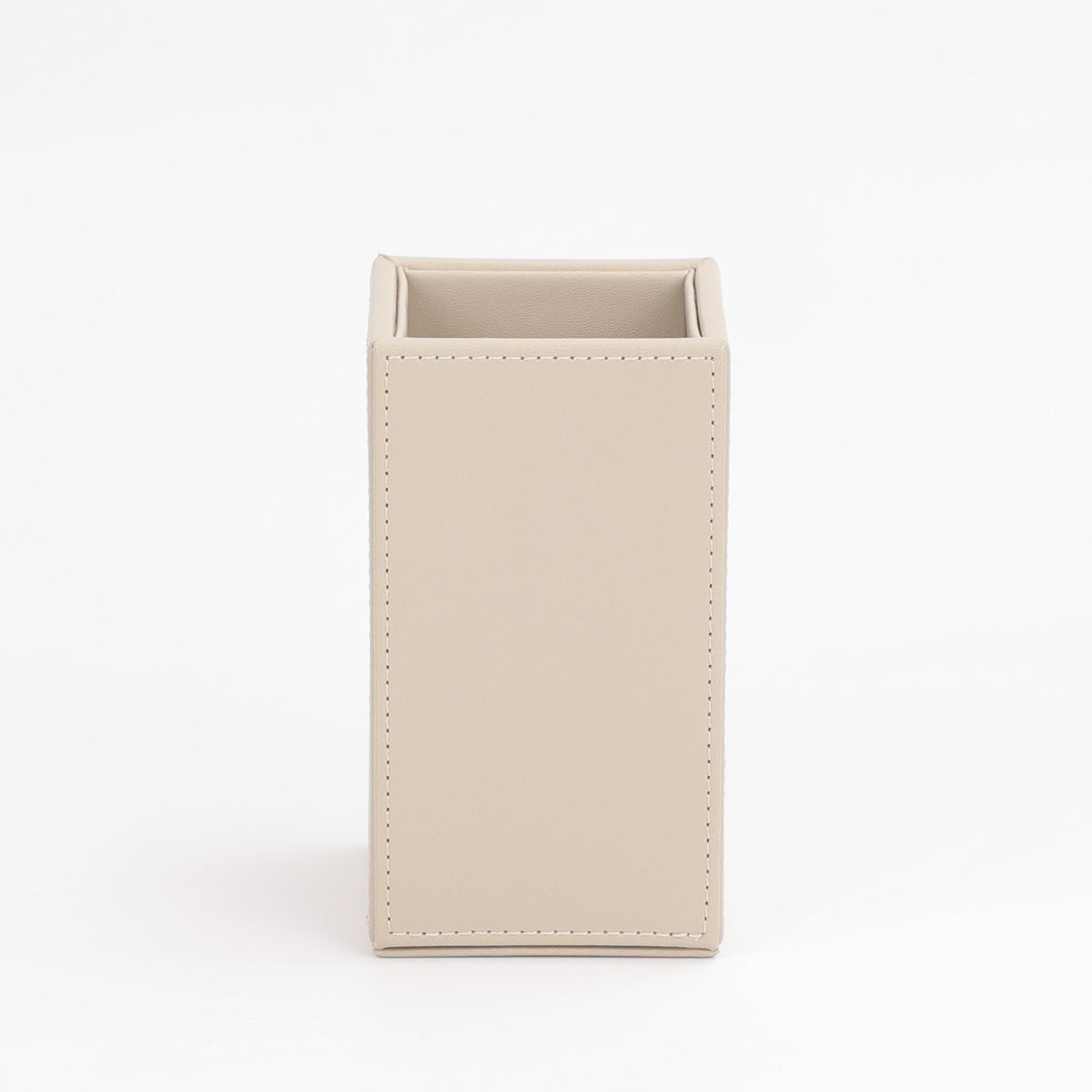 Decor Walther Brownie Utensilienbehälter KOE in Sandbeige, schmaler Becher, veganes Kunstleder, wasserabweisend, perfekter Organizer für jedes Bad