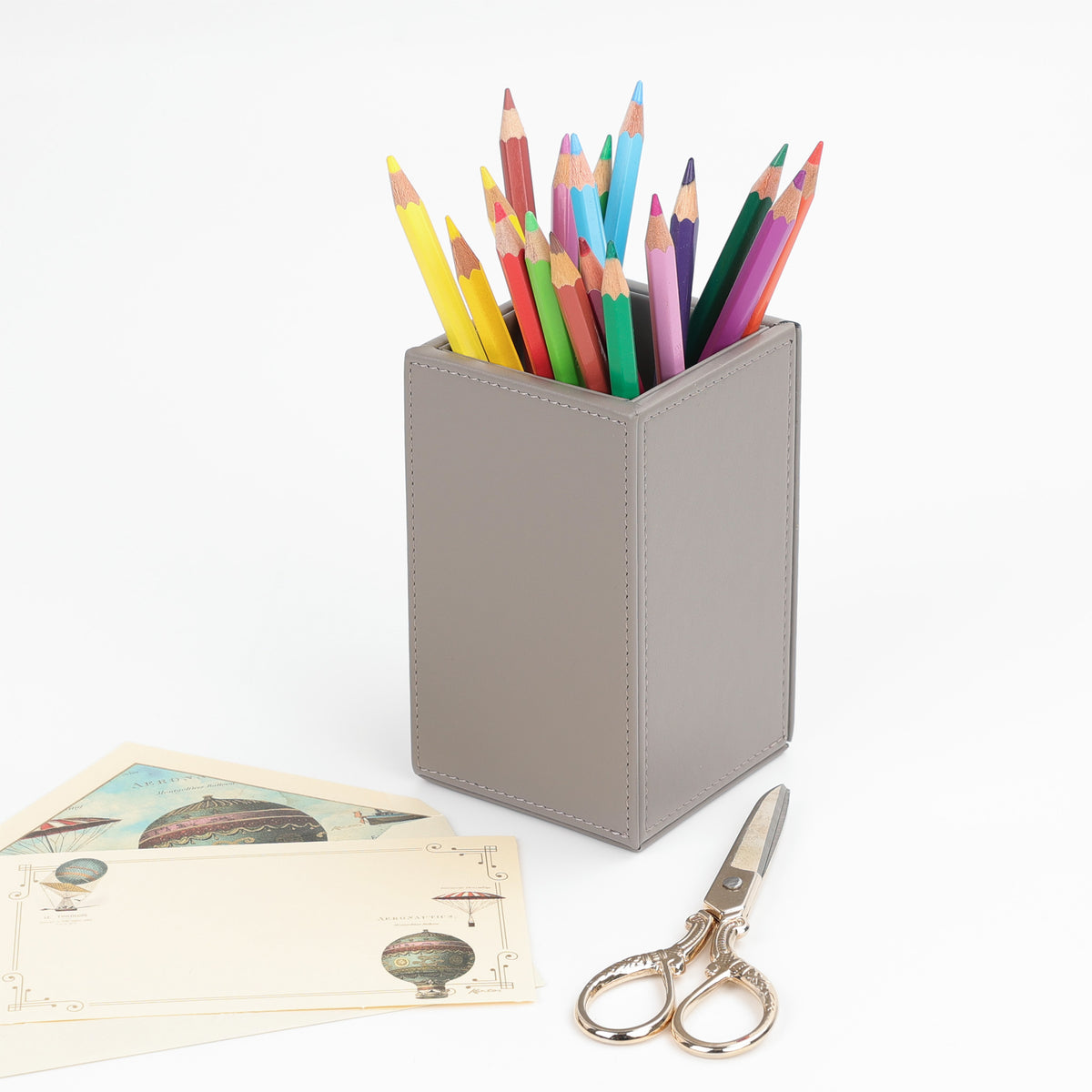 Decor Walther Brownie Utensilienbehälter KOE in Taupe, schmaler Becher, veganes Kunstleder, wasserabweisend, perfekter Organizer für Bad und Home Office