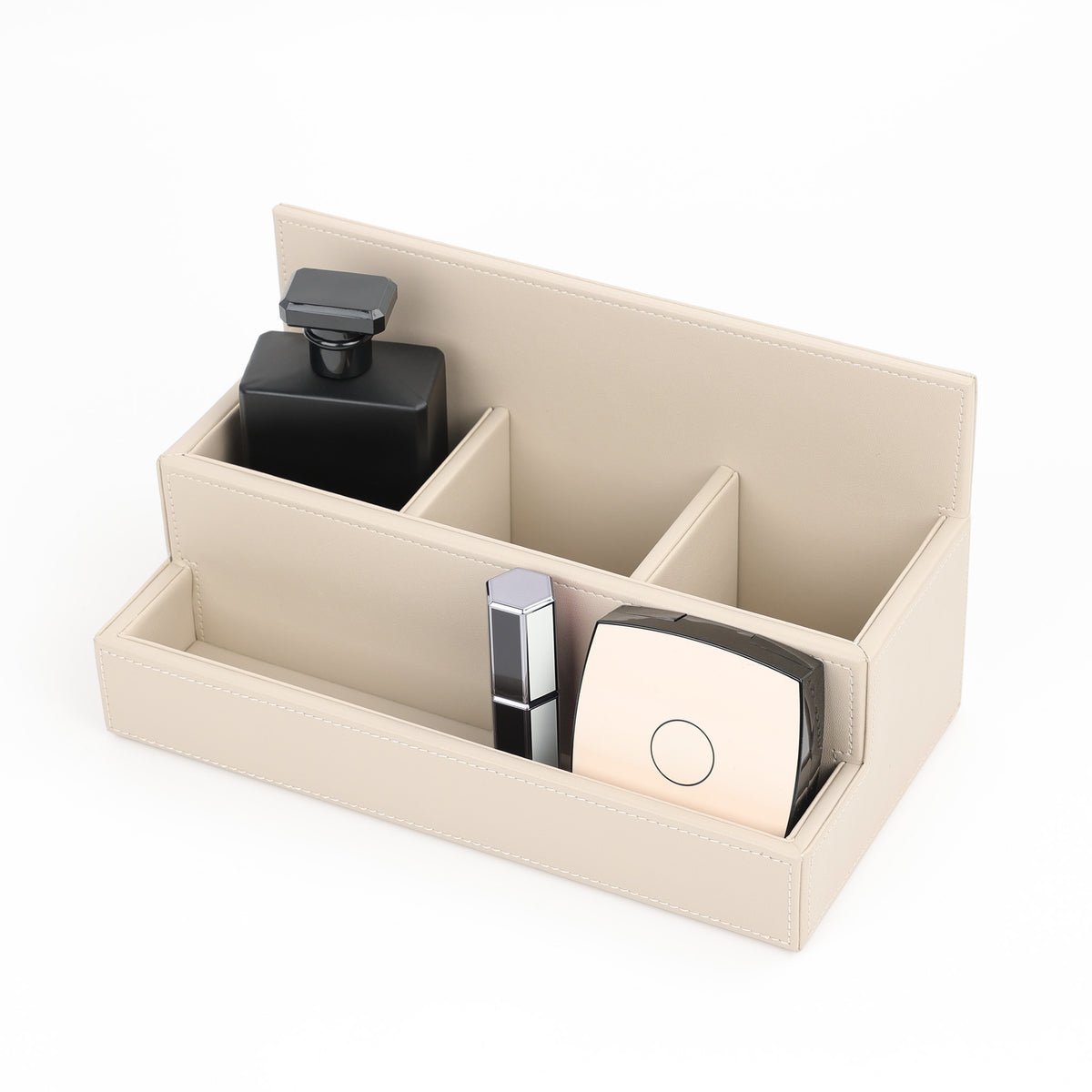 Decor Walther Brownie STORAGE Organizer veganes Kunstleder Sandbeige mit Make Up