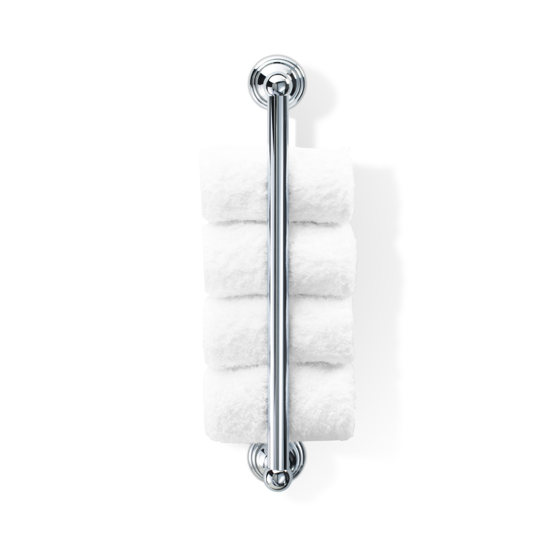 Vertikale Handtuchstange in Chrom für Gästetücher; platzsparender Handtuchhalter im klassischen Design.