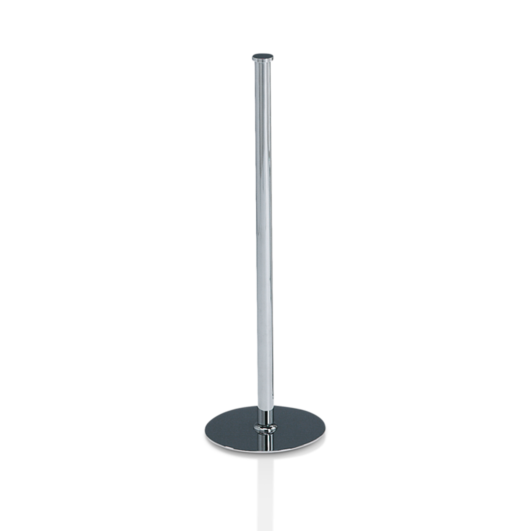 Stand-Ersatzrollenhalter DW 10 in Chrom – eleganter, freistehender Reserverollenhalter aus massivem Messing für stilvolle Badezimmergestaltung.