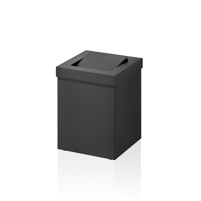 Badeimer DW 1130 in Schwarz matt – eleganter, kompakter Kosmetikeimer aus Edelstahl mit Schwingdeckel und 2 Liter Fassungsvermögen.