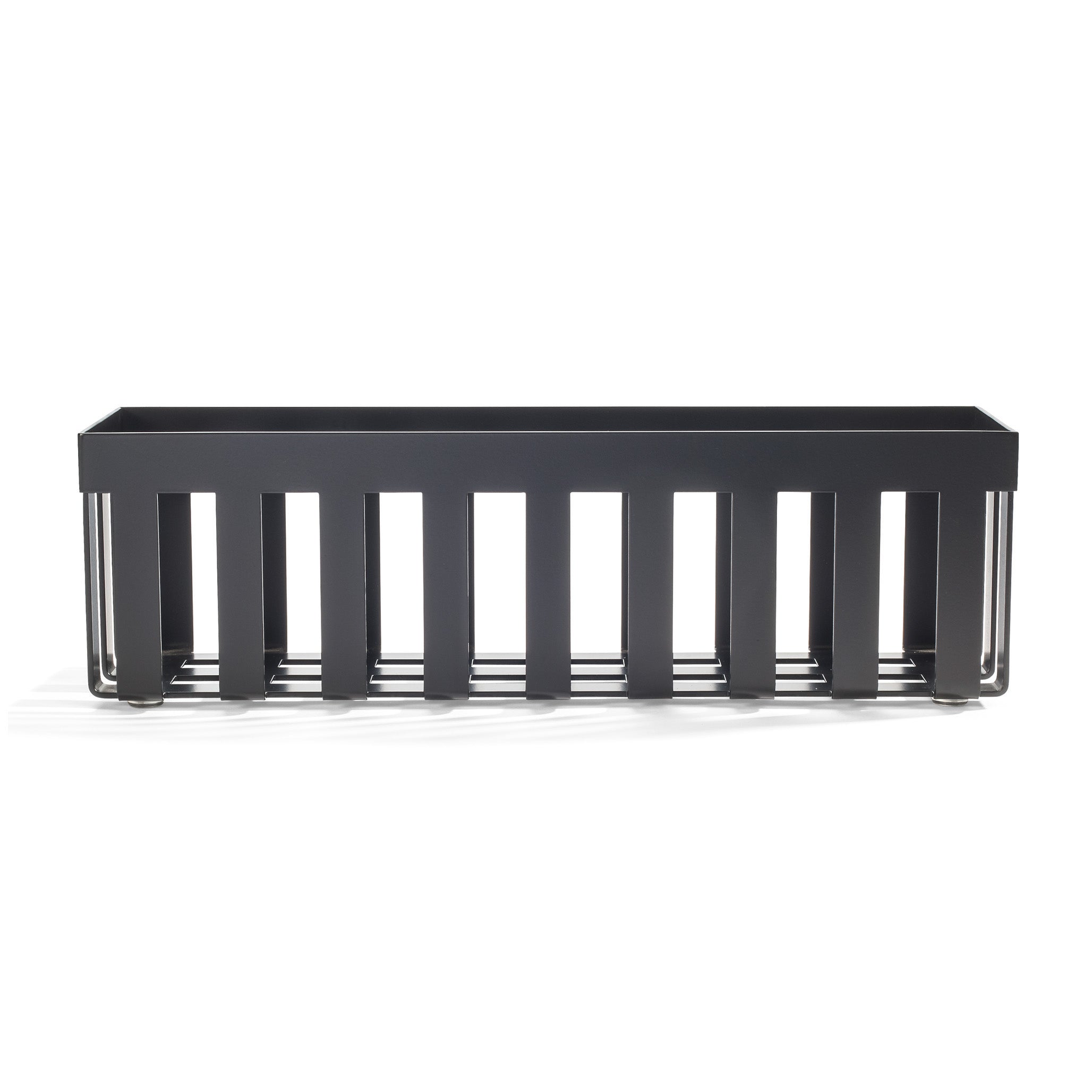 Freistehender Mehrzweckbehälter DW355 von Decor Walther in Schwarz matt, puristisches Stahl-Design für die geordnete Aufbewahrung im Bad.