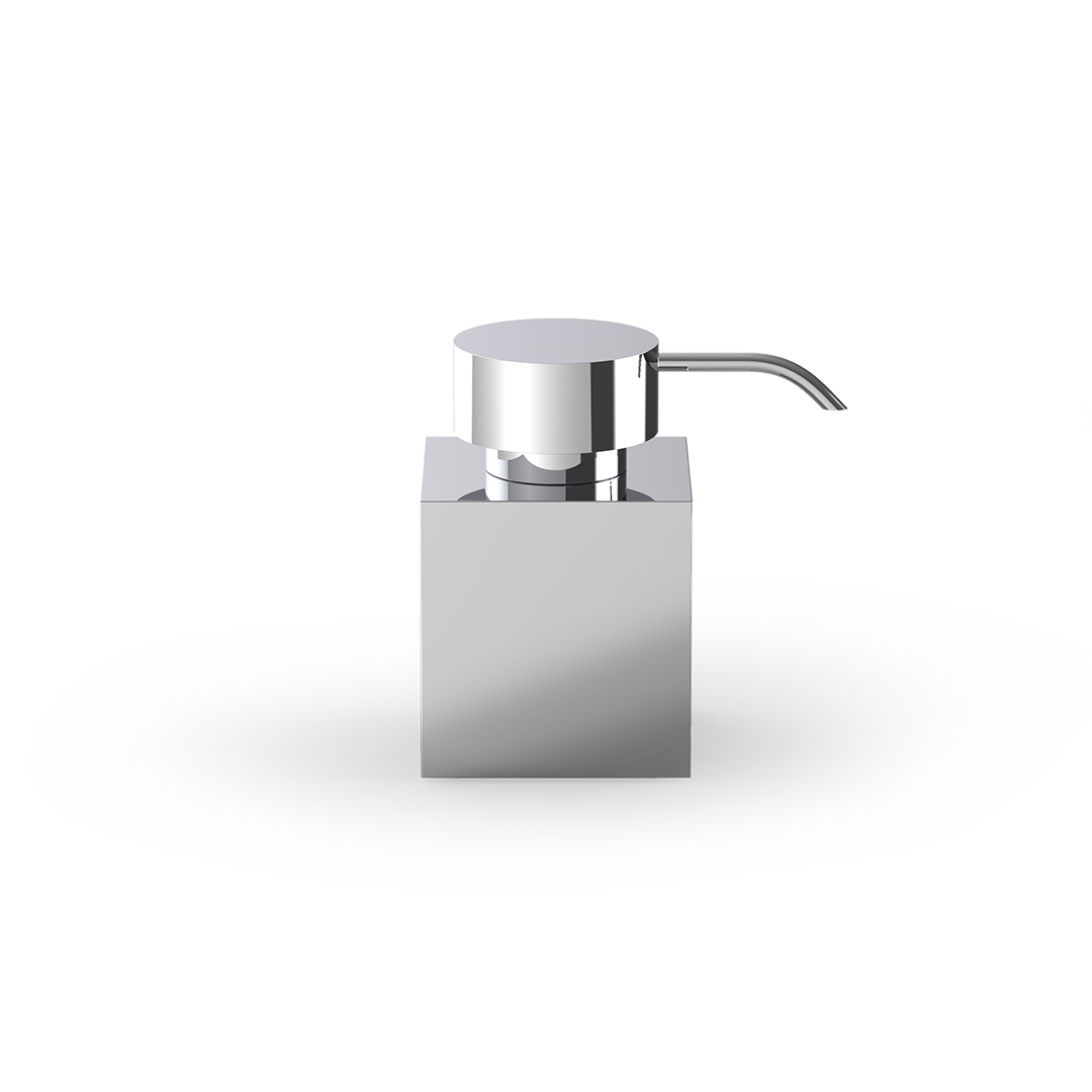 Decor Walther DW476 N freistehender Seifenspender aus massivem Messing in Chrom mit Acryl-Innenbehälter.
