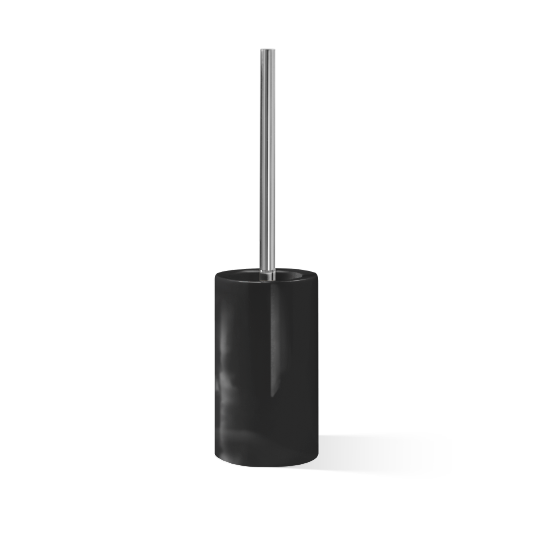 WC-Bürste DW6100 von Decor Walther in schwarzem Porzellan mit verchromtem Bürstengriff, freistehend und puristisch – Artikelnummer: 0826061