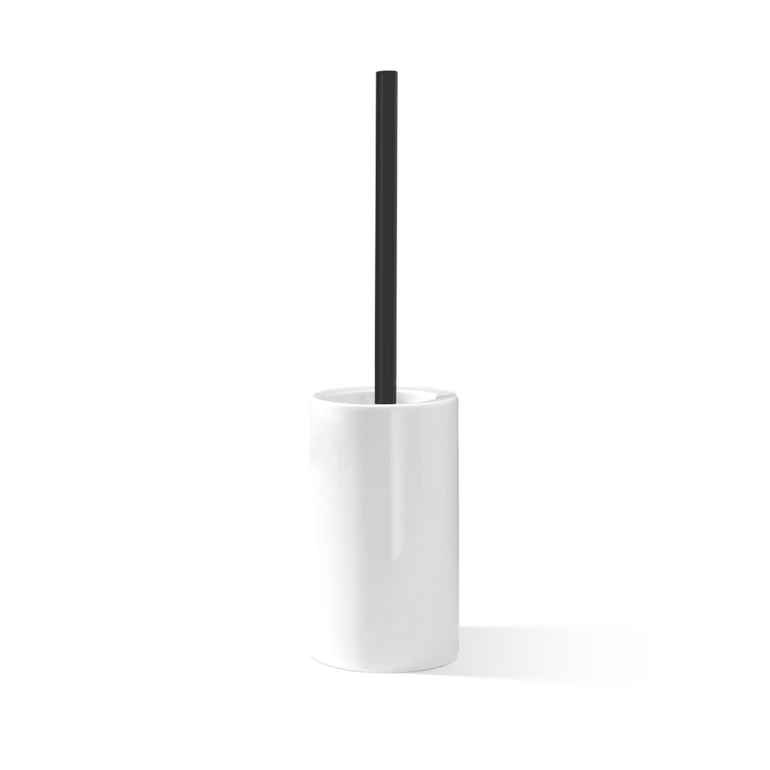 Freistehende Toilettenbürste DW6100 von Decor Walther aus weißem Porzellan mit schwarzem Bürstengriff in Mattoptik – Artikelnummer: 0826053
