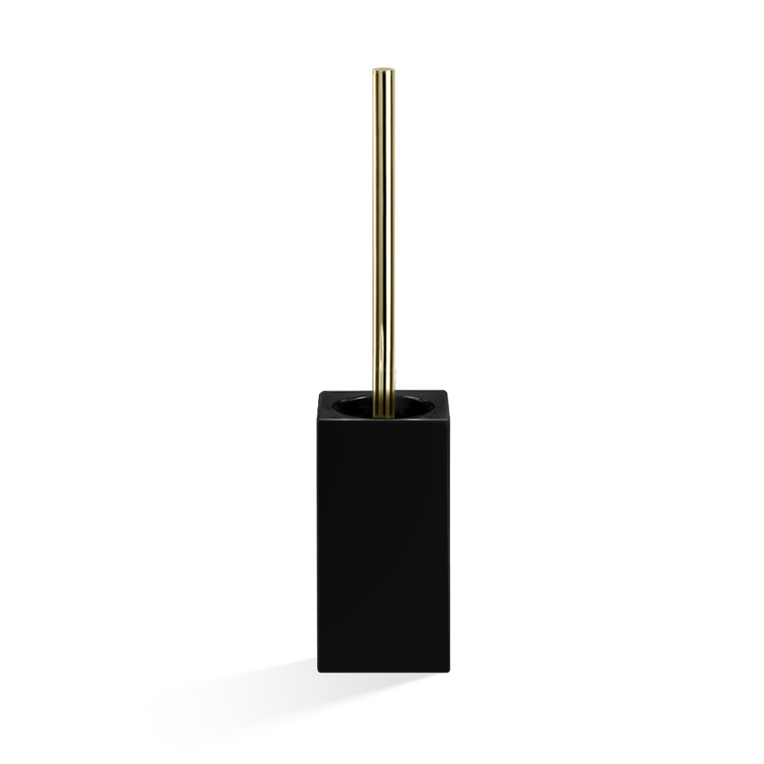 Freistehende WC-Bürstengarnitur DW6200 von Decor Walther aus schwarzem Porzellan mit goldfarbener Bürste – Artikelnummer: 0805265