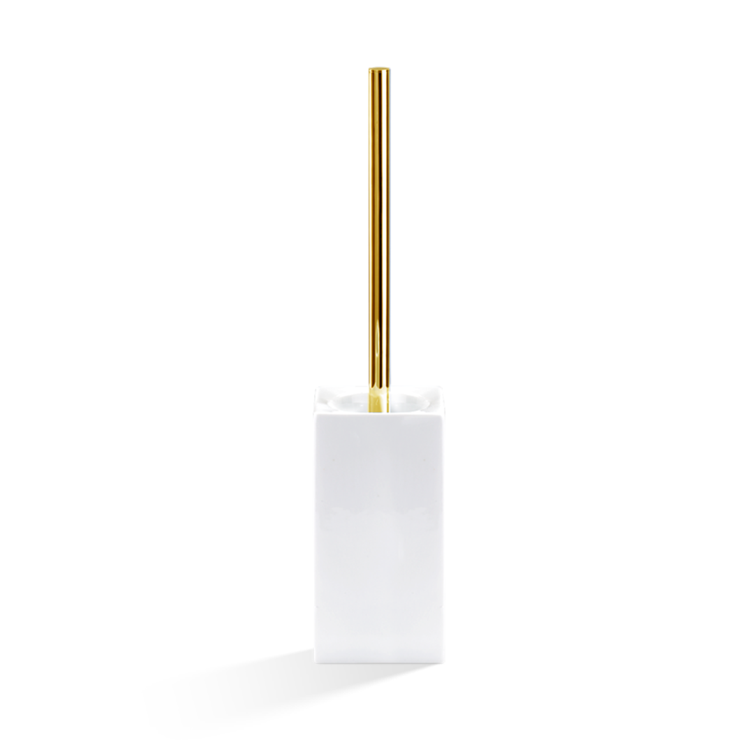 Stand-WC-Bürstengarnitur DW6200 von Decor Walther aus weißem Porzellan mit goldfarbener Bürste im klassischen Design – Artikelnummer: 0805252