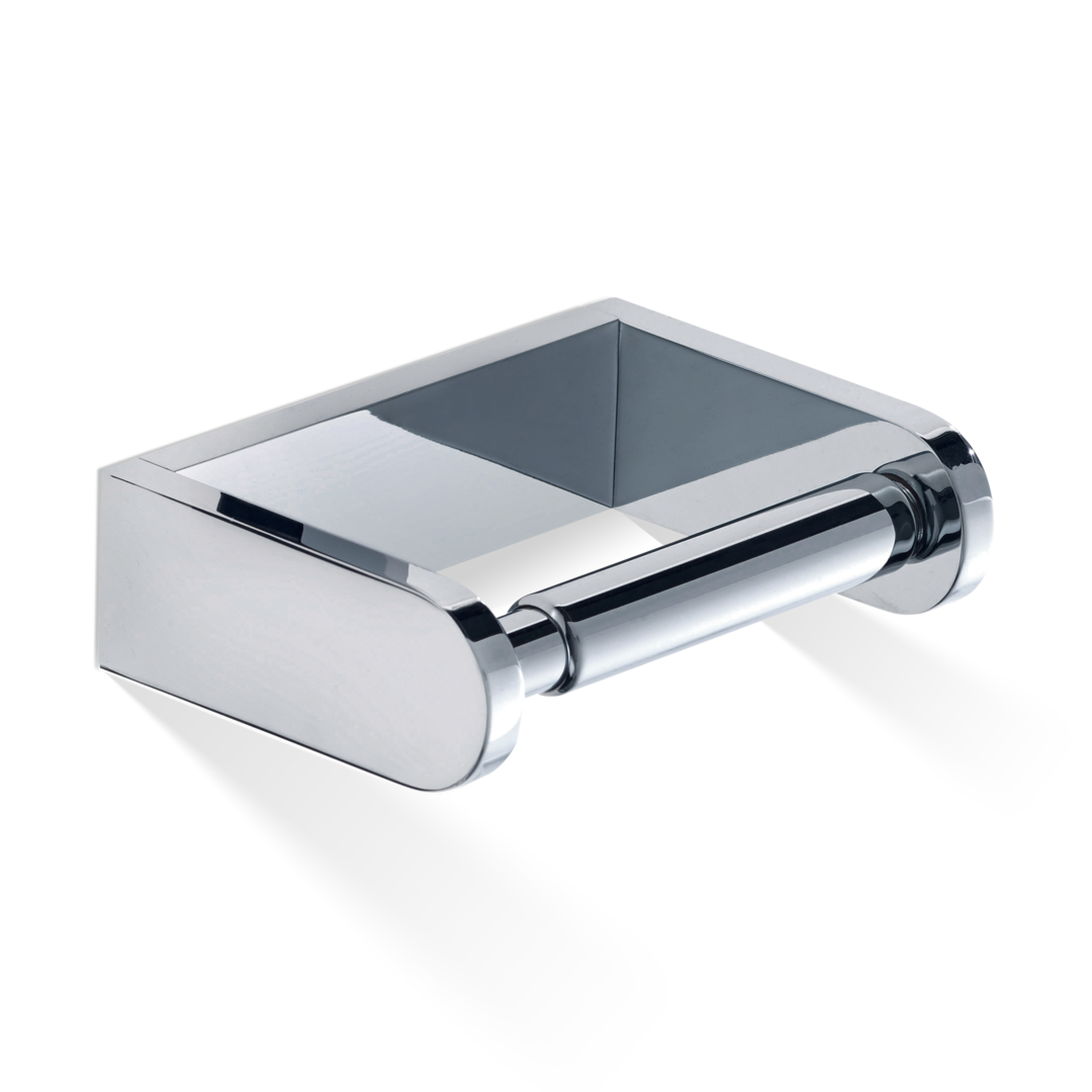 Toilettenpapierhalter DW 740 in Chrom – eleganter Halter mit geschlossener Öffnung aus massivem Messing, handgefertigt im zeitlosen Decor-Walther-Design.