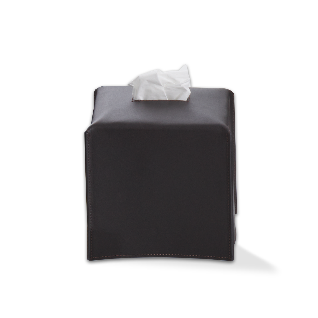 Edle Leder Taschentuchbox Decor-Walther Nappa KBQ in Schwarzbraun, quadratische Tissue Box aus geschmeidigem Echtleder für Badezimmer, Wohnzimmer oder Büro
