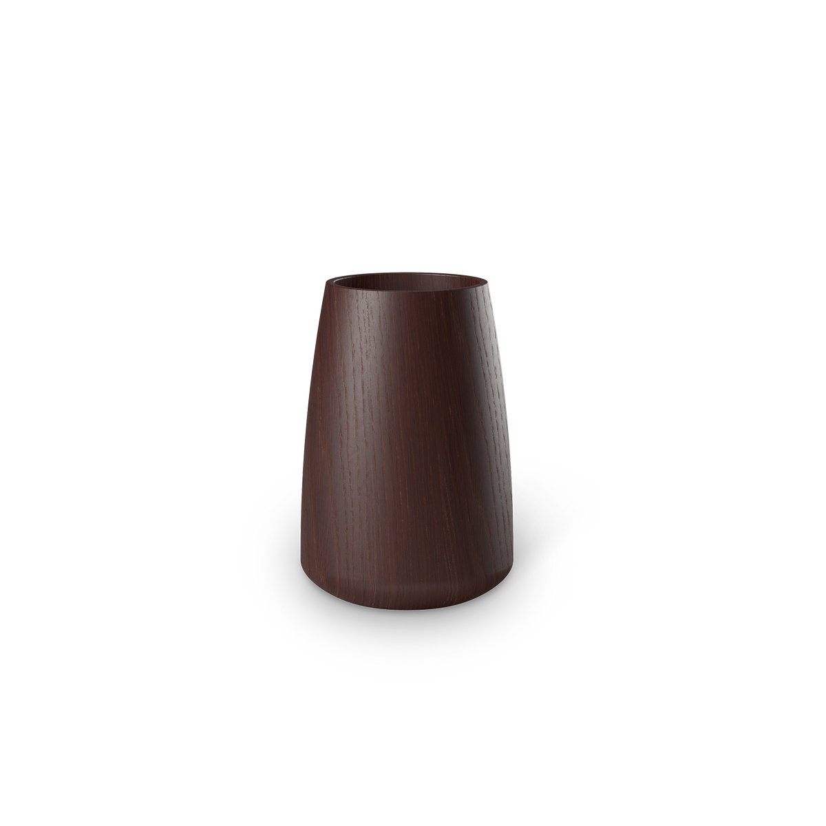 Runder Zahnbürstenhalter Decor Walther ONYO BE aus dunklem Eschenholz mit sichtbarer Holzstruktur und sanft gerundeter Form, eleganter Badbecher für die Aufbewahrung von Zahnbürsten, Artikelnummer 0690790