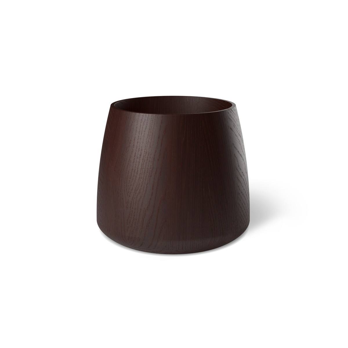 Dekorative Holzvase Decor Walther ONYO aus dunklem Eschenholz mit sichtbarer Holzstruktur und harmonisch abgerundeter Form im japanisch inspirierten Design