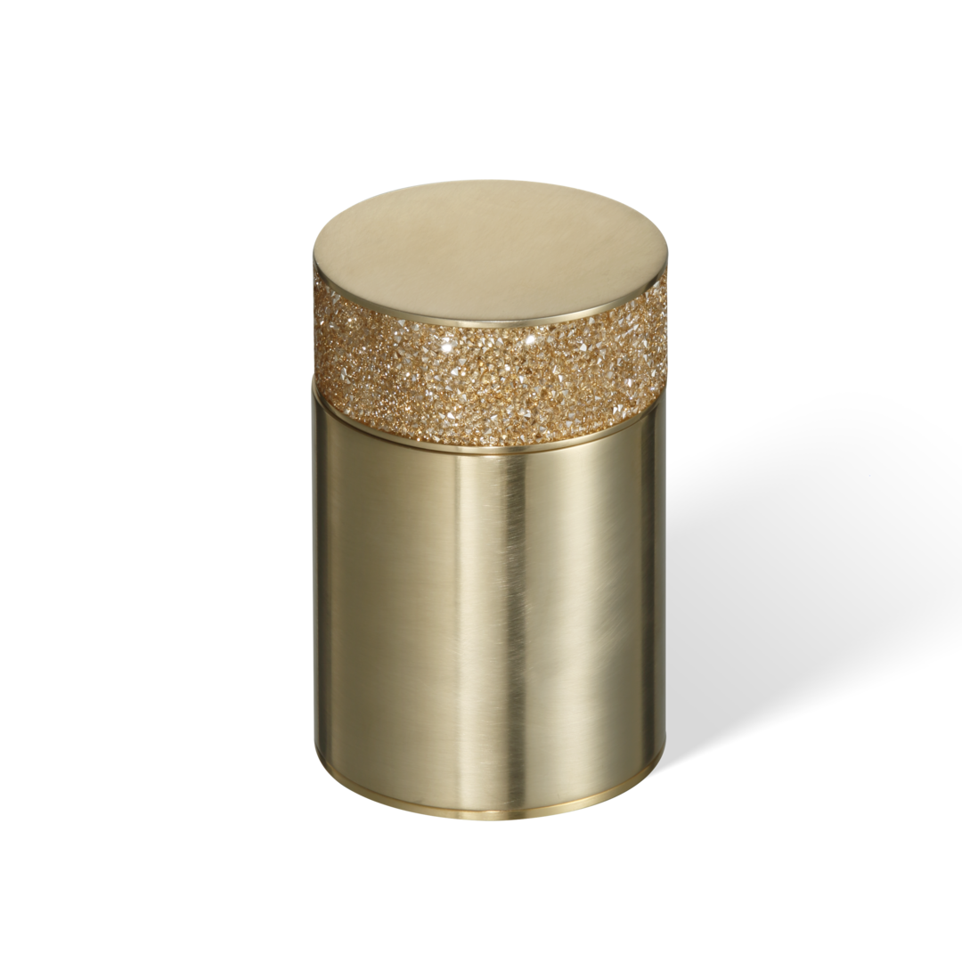 Mattvergoldete Aufbewahrungsdose von Decor Walther, edel verziert mit dicht besetzten Swarovski-Kristallen.