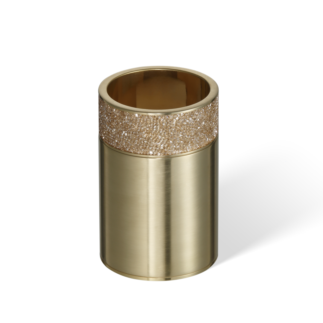 Mattvergoldeter Decor Walther Becher der Rocks-Serie, umrahmt von einem edlen Swarovski-Kristallband.