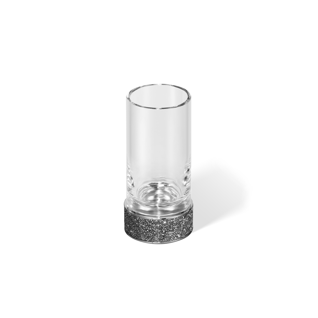 Runder Kristallglas-Becher Rocks SMG von Decor Walther in Chrom, mit umlaufendem Swarovski-Kristallband.