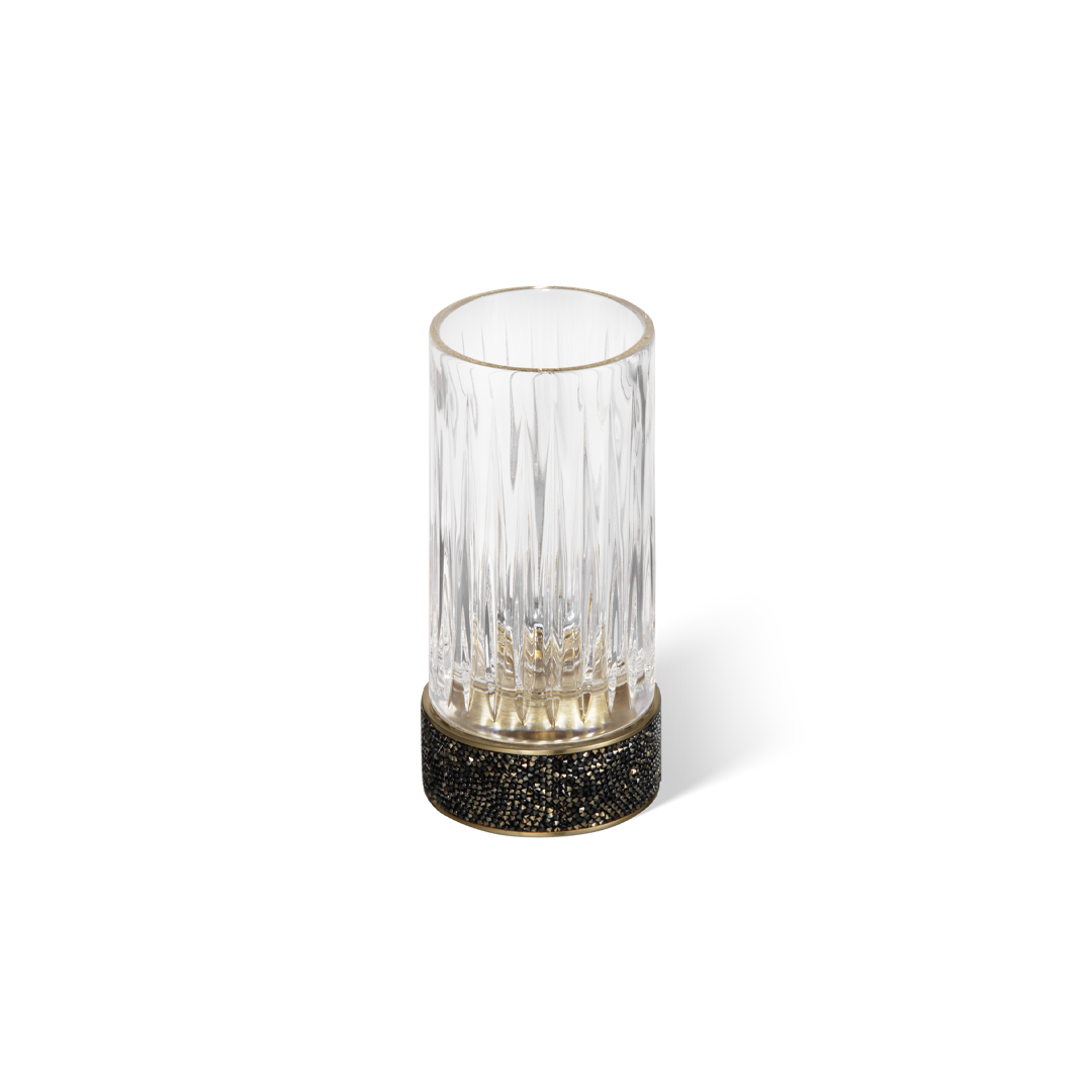 Decor Walther Rocks SMG Becher aus Kristallglas in Dark-Metal-matt mit Gold-matt-24Kt-Akzent und umlaufendem Swarovski-Kristallband.