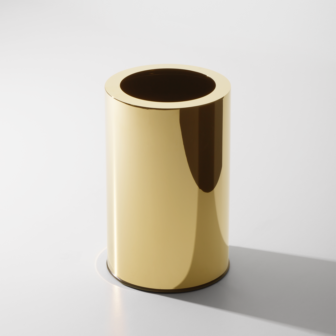 Decor Walther Rooms Badeimer in Gold – luxuriöser offener Papierkorb aus Edelstahl mit herausnehmbarem Kunststoffeinsatz.