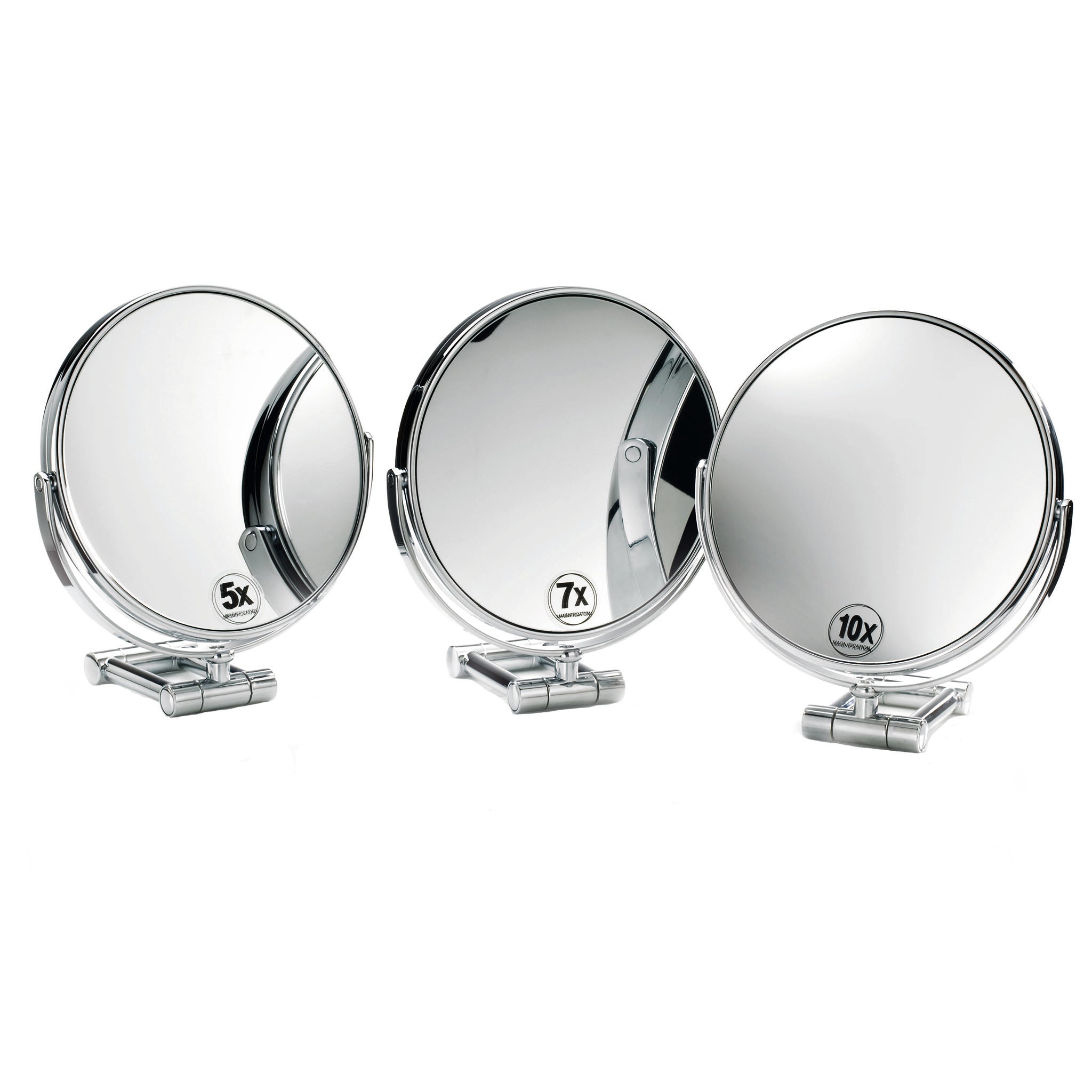Hochwertiger Reisespiegel in Chrom mit 5-facher, 7-facher und 10-facher Vergroesserung, professioneller Kosmetikspiegel von Decor Walther fuer Make-up, Augenbrauen und Rasur