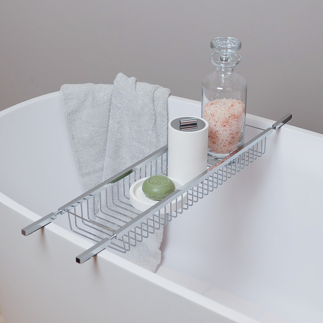 DECOR WALTHER WA WAN1 -Badewannenbrücke ausziehbar um 10 cm - Accessoires Stone von Decor Walther in weiß matt - Seifenschale und Aufbewahrungsdose