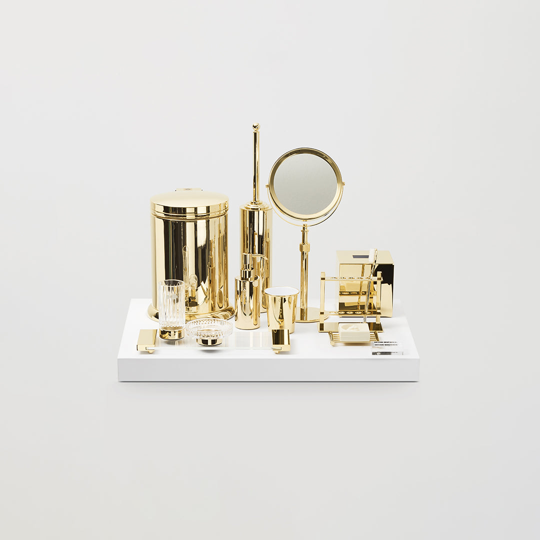 Runder Seifenspender in 24-kt-Vergoldung, hochwertiger Design-Seifenspender aus Messing von Decor Walther – Artikelnummer: 0853120