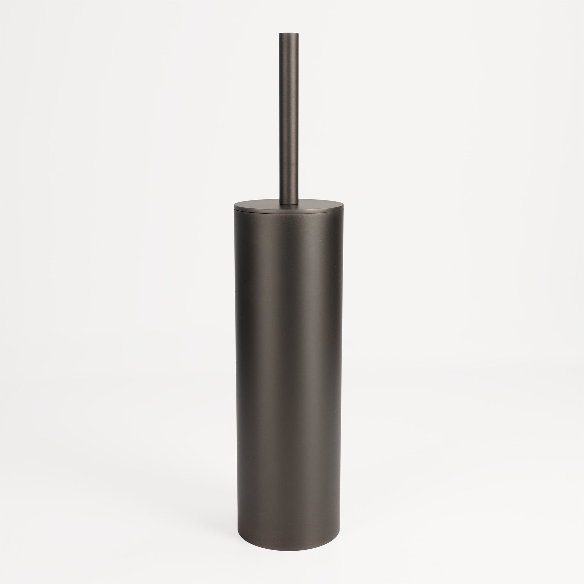 Exklusiver Klobürstenhalter mit Gun-Metal-PVD-Finish, Teil einer Design-WC-Bürstengarnitur, ideal für stilvolle Gäste-WCs, von Fantini.