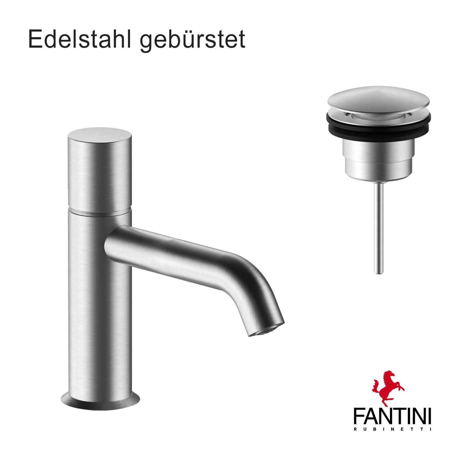 Waschtischmischer Fantini Nostromo 50 93 E904F Edelstahl gebürstet