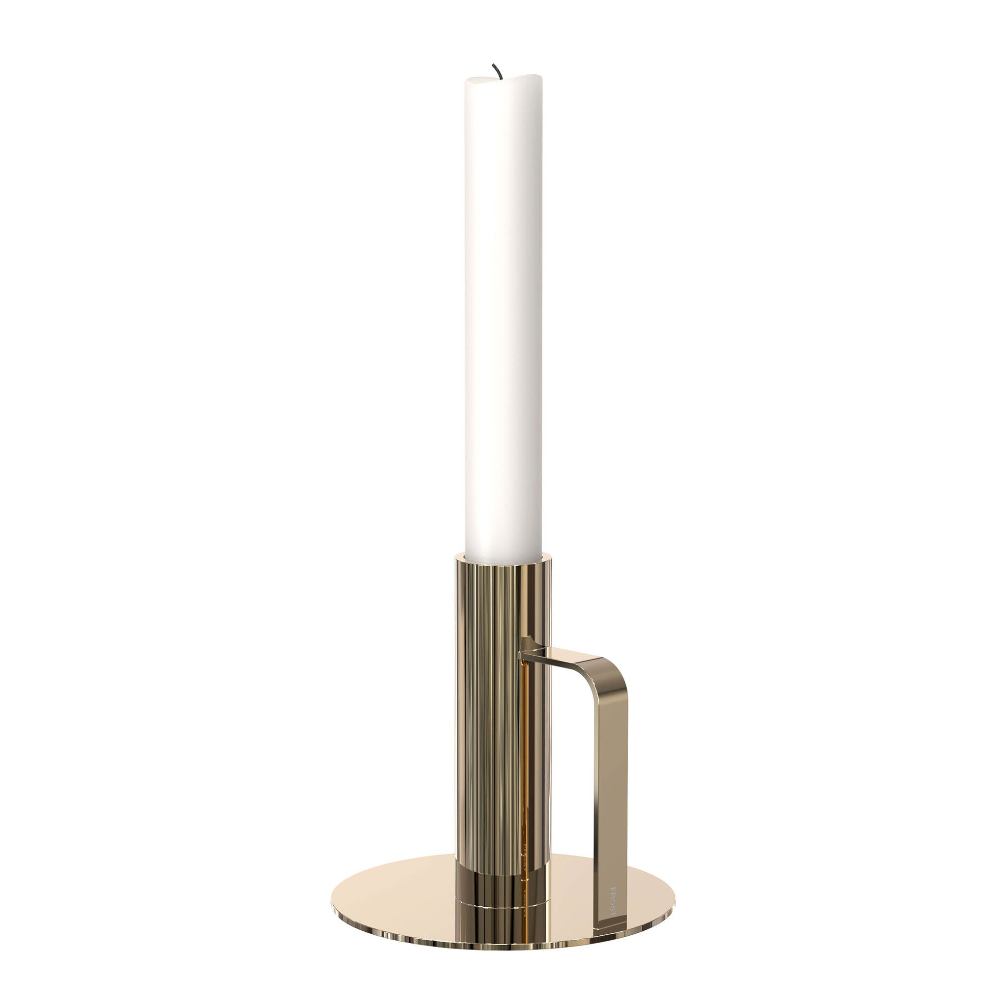 Luxuriöser Kerzenhalter in poliertem Gold – elegantes Designobjekt für festliche Anlässe.