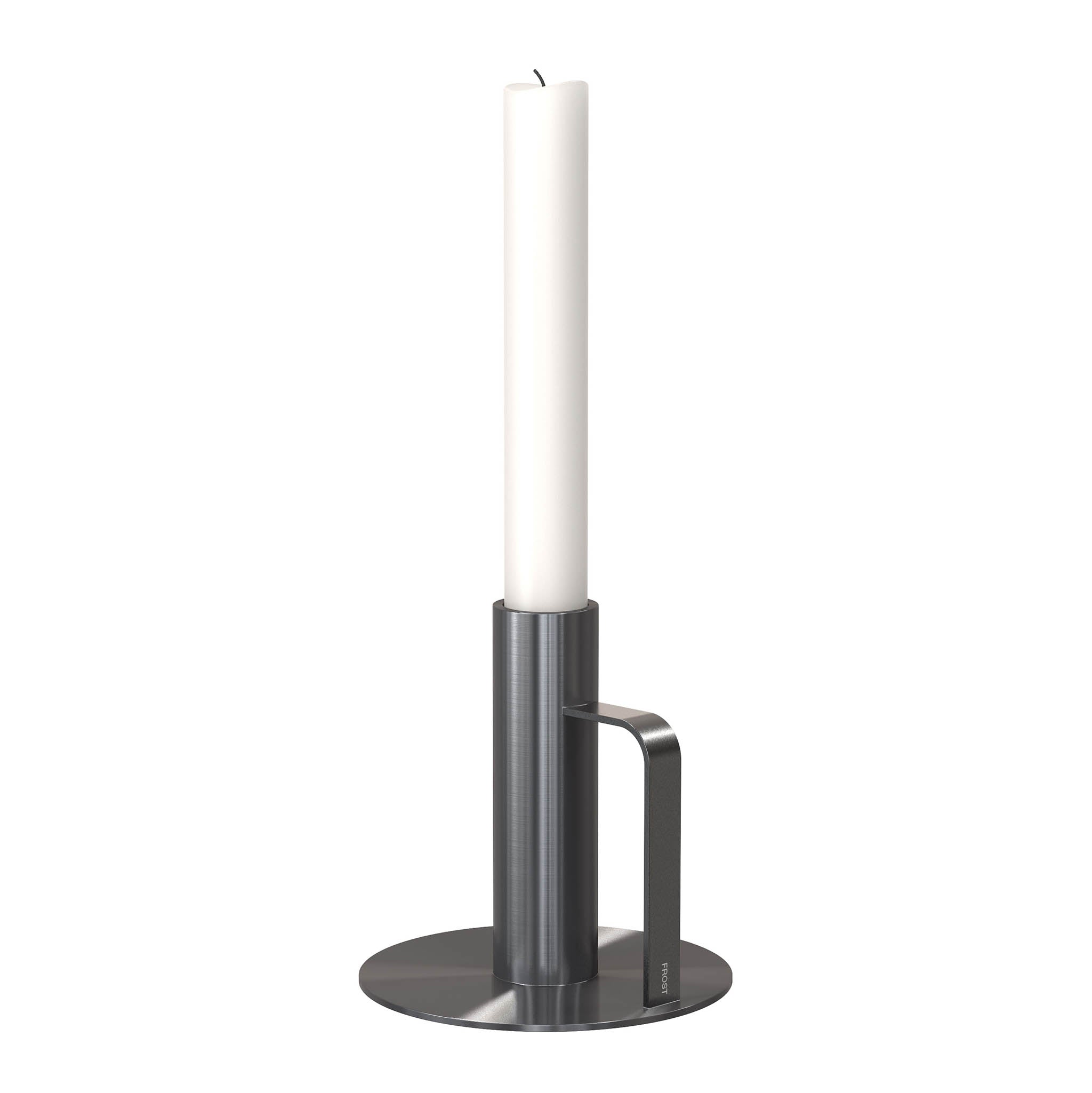 Exklusiver Kerzenhalter in gebürstetem Schwarz – minimalistisches Accessoire für modernes Wohndesign.