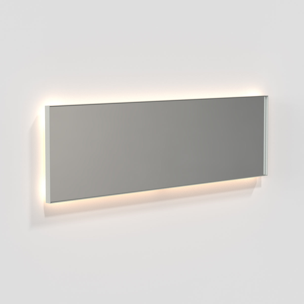 Beleuchteter Frost Denmark UNU Spiegel 140 x 40 cm in Weiß matt mit warmweißer LED Hintergrundbeleuchtung und minimalistischem skandinavischem Design