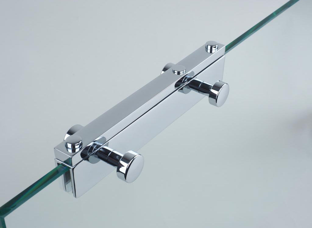 Elegante Hakenleiste in Chrom fürs Badezimmer von Giese Manufaktur, Modell 31949-02, ohne Bohren, in Messingoptik, bietet praktische Aufbewahrungslösungen