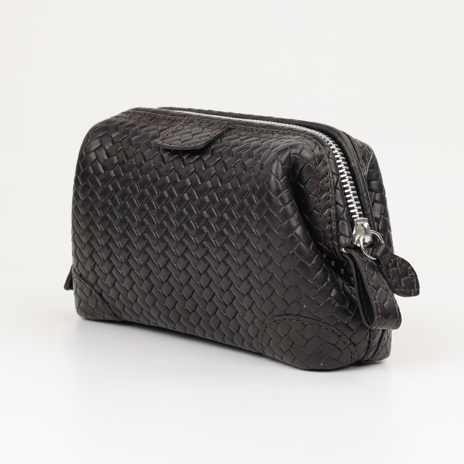 Trousse de maquillage Souricière (S) - tressé brun foncé