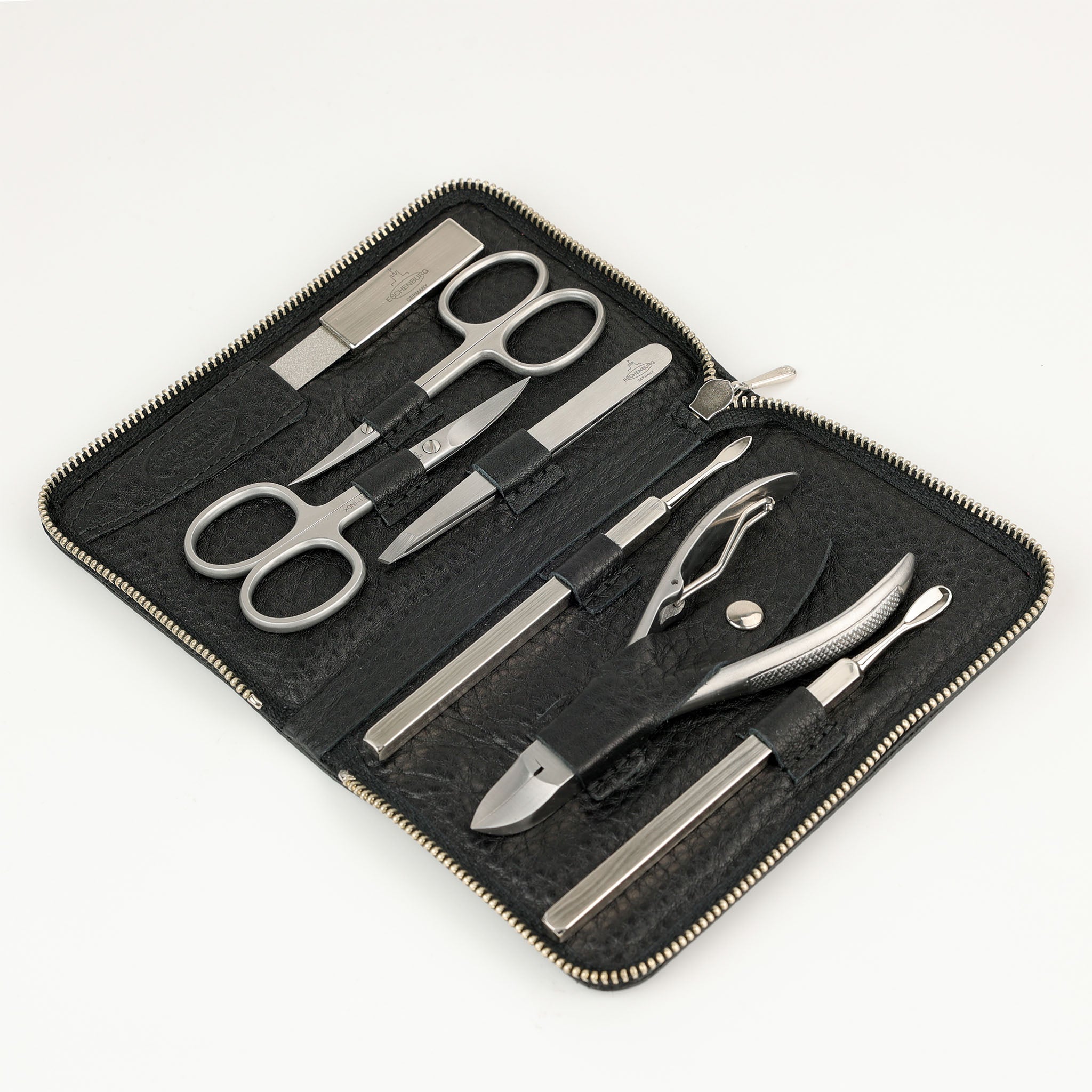 Coffret manucure en cuir Zip XL - 7 pièces