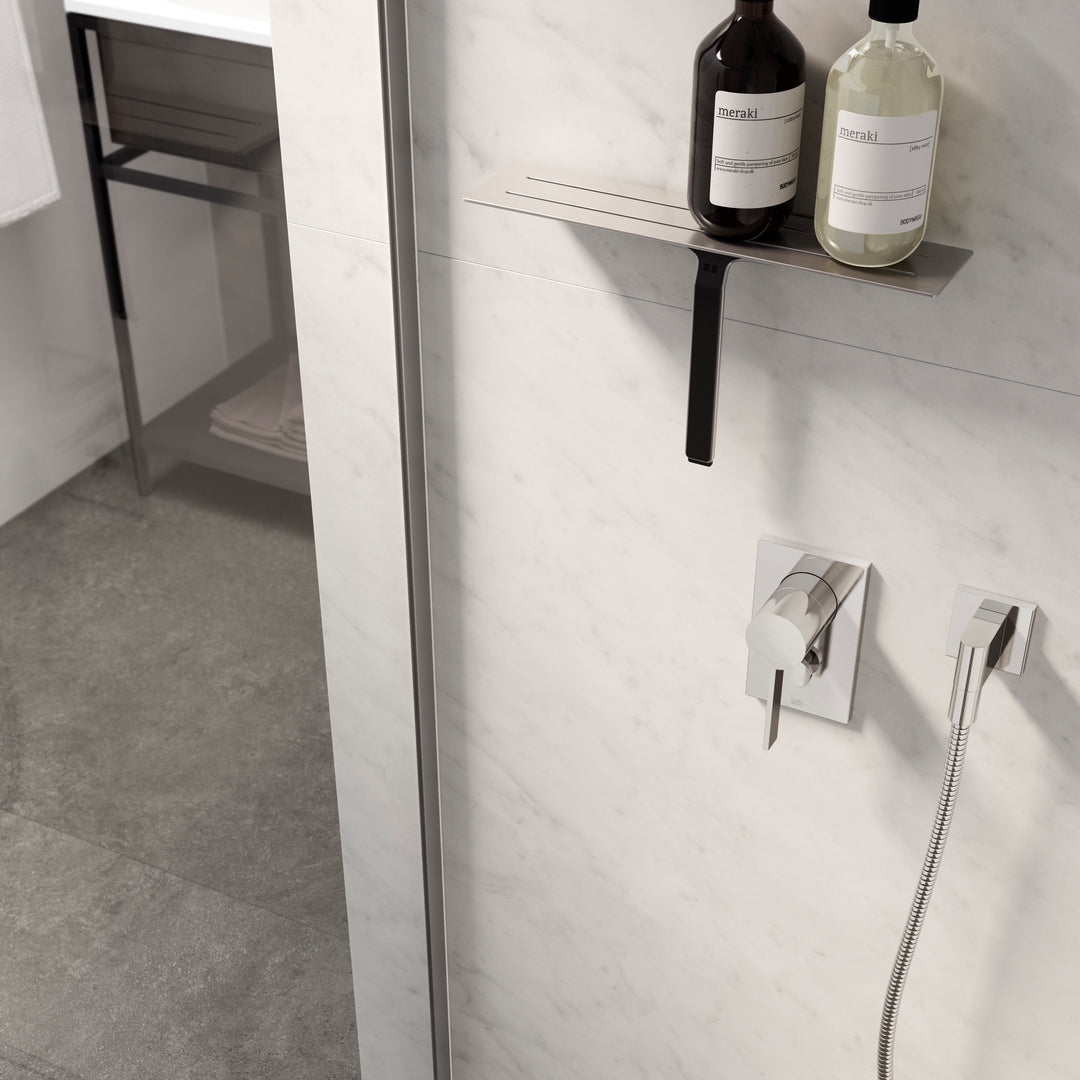 Unidrain Reframe shower shelf - brushed stainless steel