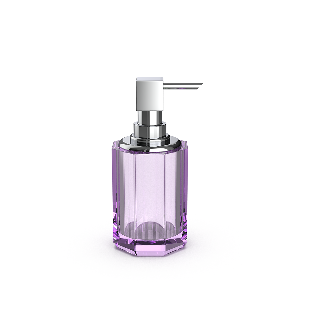 Lila Seifenspender aus Kristallglas – luxuriöse Spenderflasche für Ihr Badezimmer