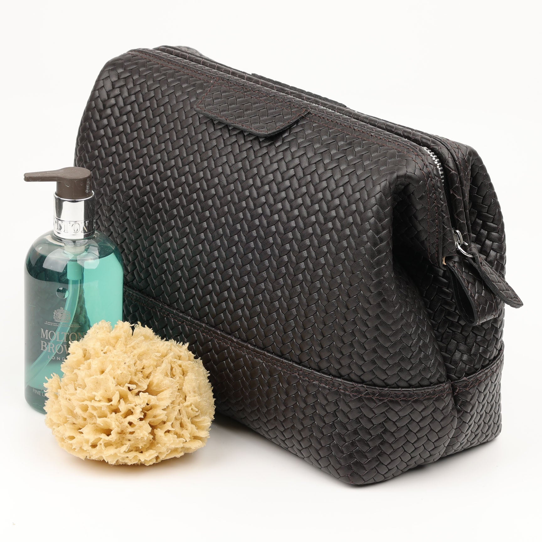 Trousse de toilette Souricière Haute (L) - tressé brun foncé