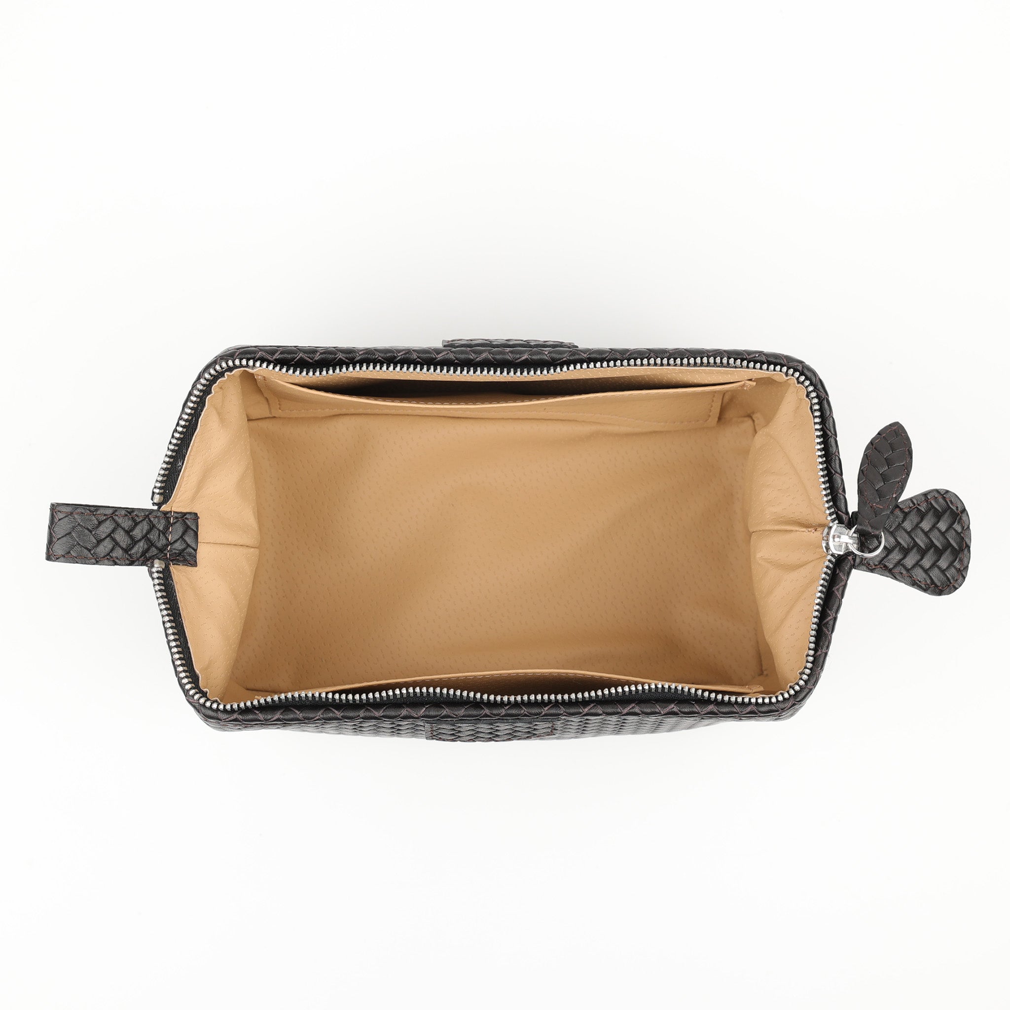 Trousse de toilette Souricière Plate (M) - tressé brun foncé