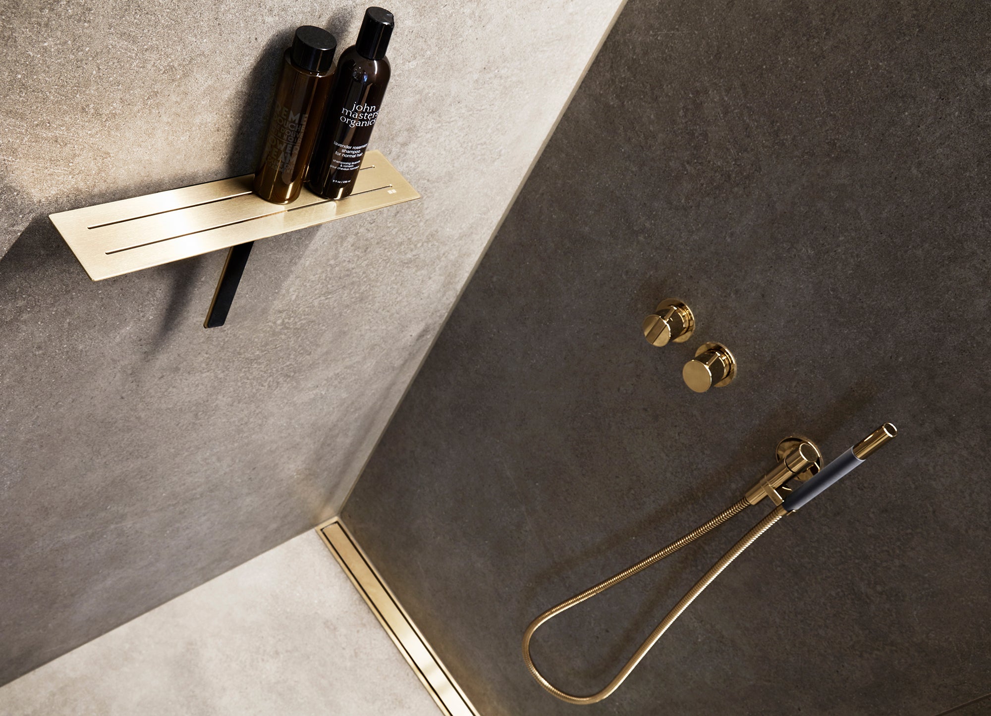 Unidrain Reframe Shower tray & Wiper - brushed gold