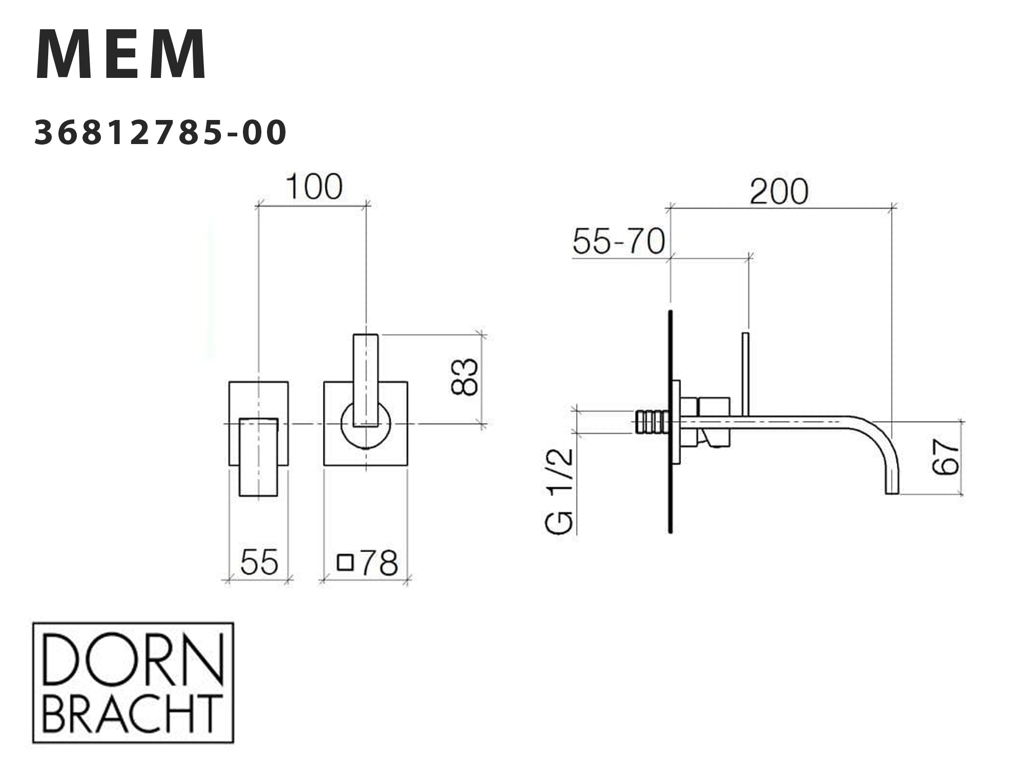 Dornbracht Waschtisch-Wand-Einhandbatterie MEM 36812785-00 chrom