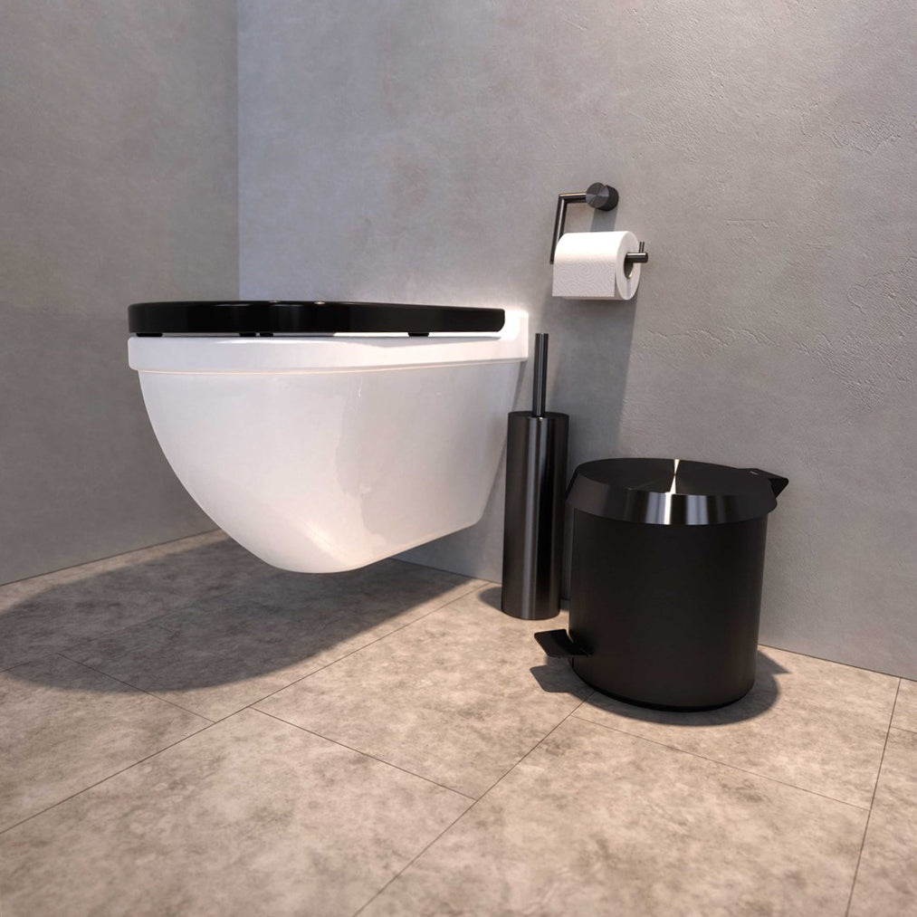 Moderne, schwarze Toilettenbürste 1910 von Frost Denmark - hochwertige, gebürstete Stand-WC-Bürste 