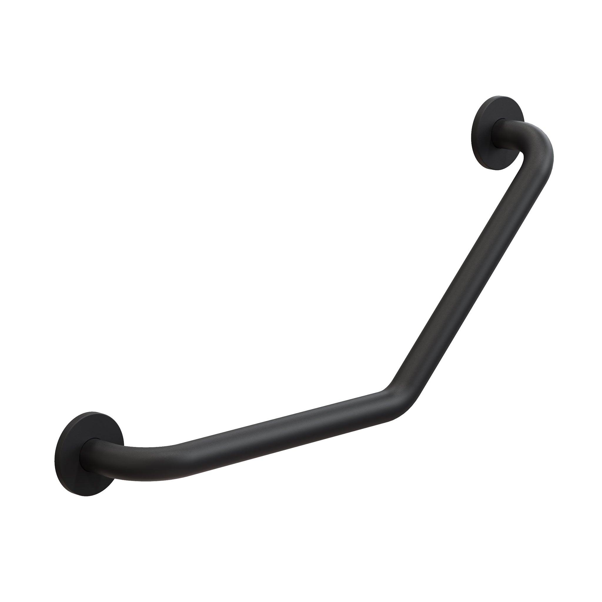 Design-Haltegriff 1964 von Frost Denmark in Schwarz matt – gebogener Wandgriff mit stilvoller Linienführung für sicheren Halt im Bad.