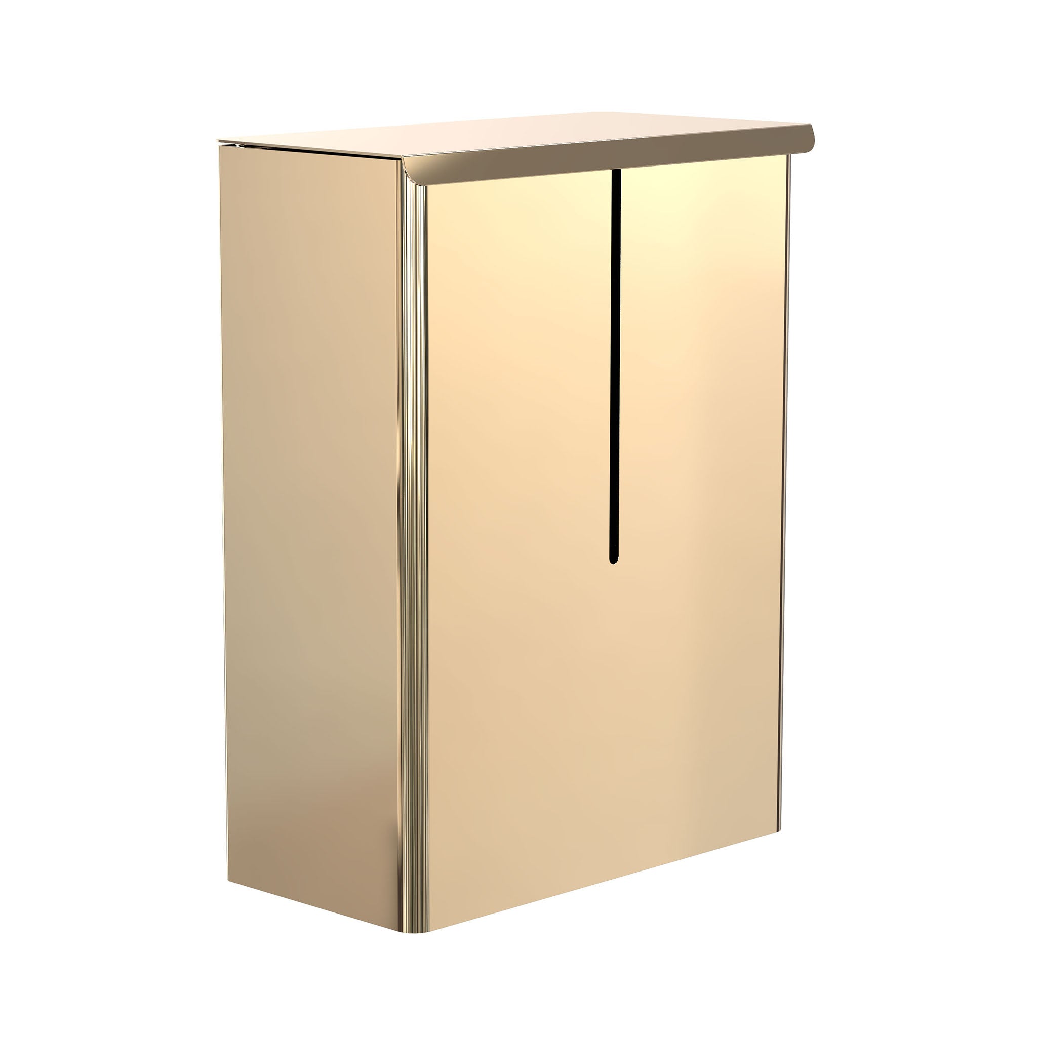 Luxuriöser Badeimer 1974-2 mit Deckel in Gold poliert von Frost Denmark – wandmontiertes Designobjekt.